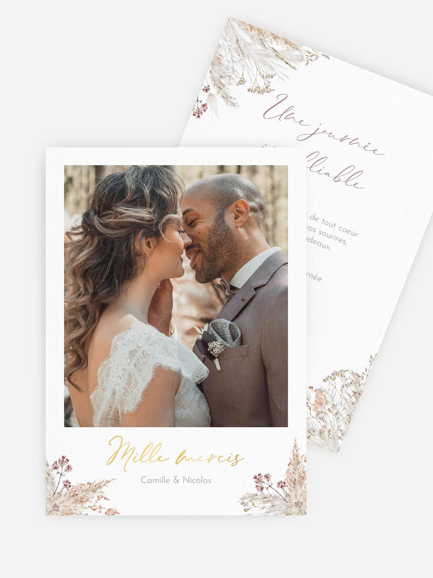 Carte de remerciements Fleurs filigranes