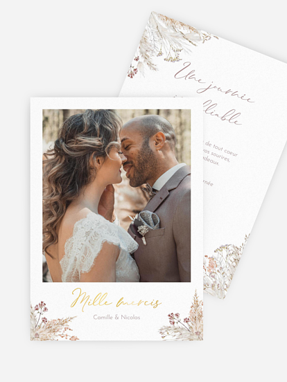 Carte de remerciements Fleurs filigranes