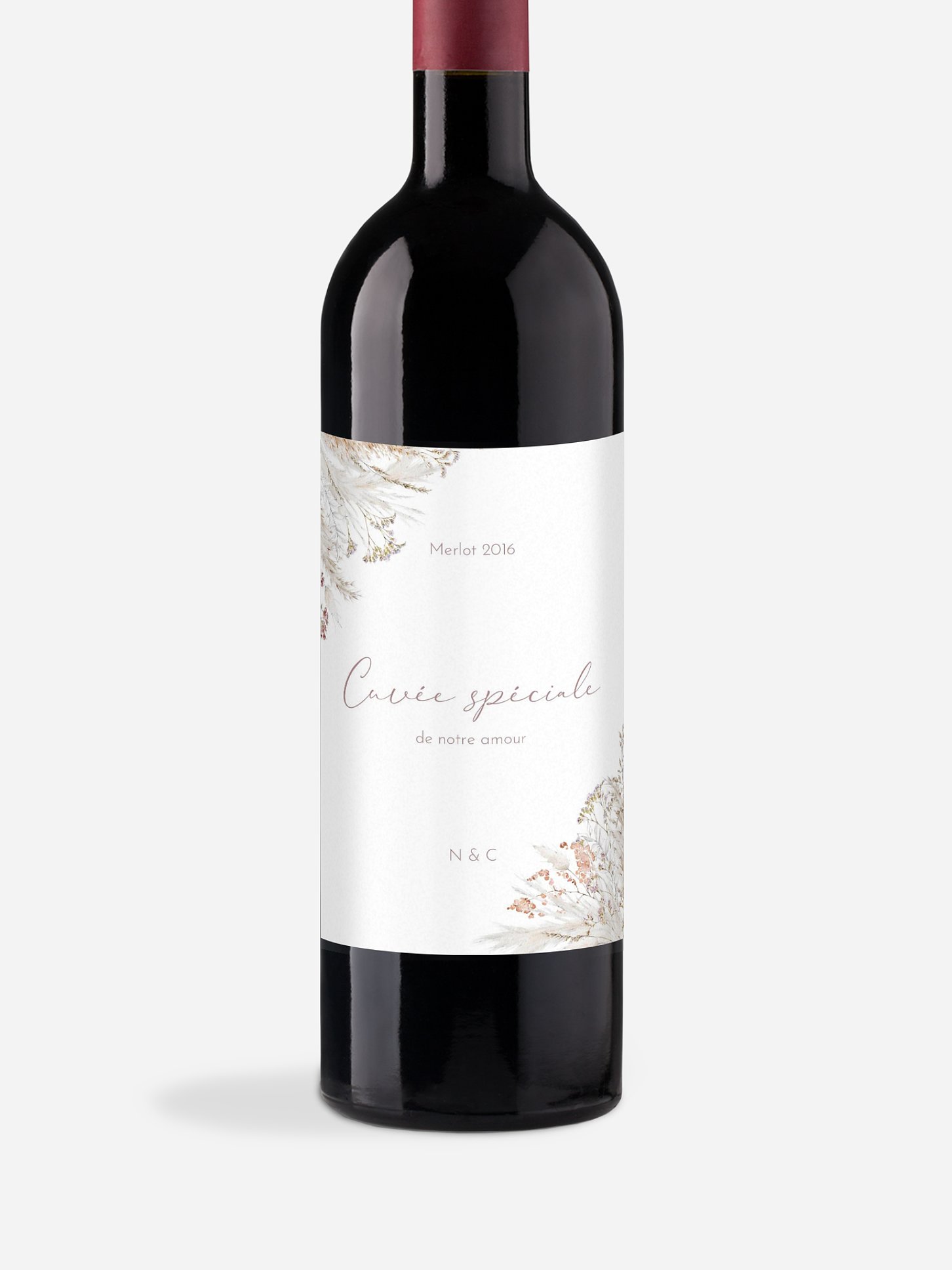 Étiquette bouteille Fleurs filigranes