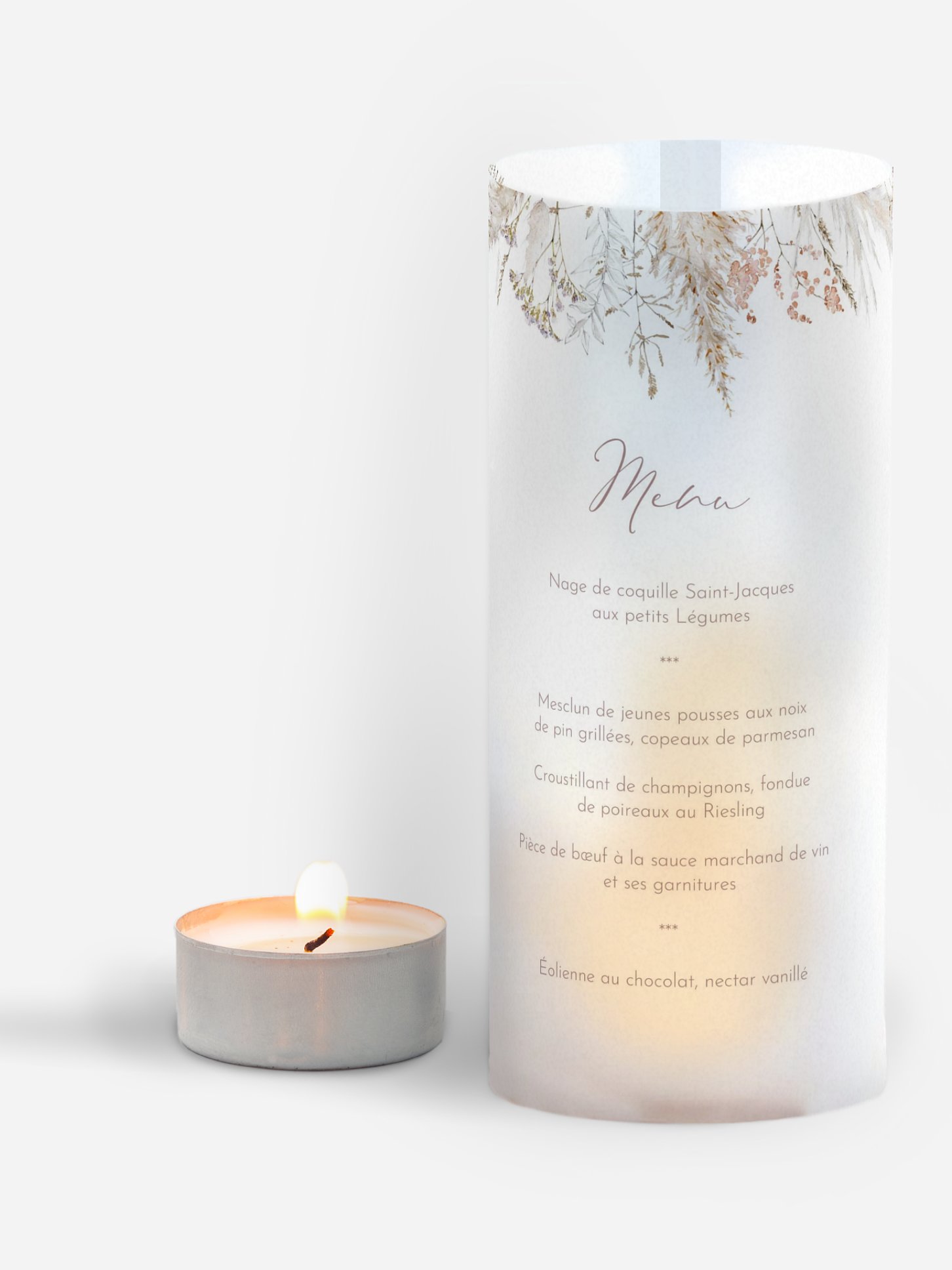 Menu mariage Fleurs filigranes