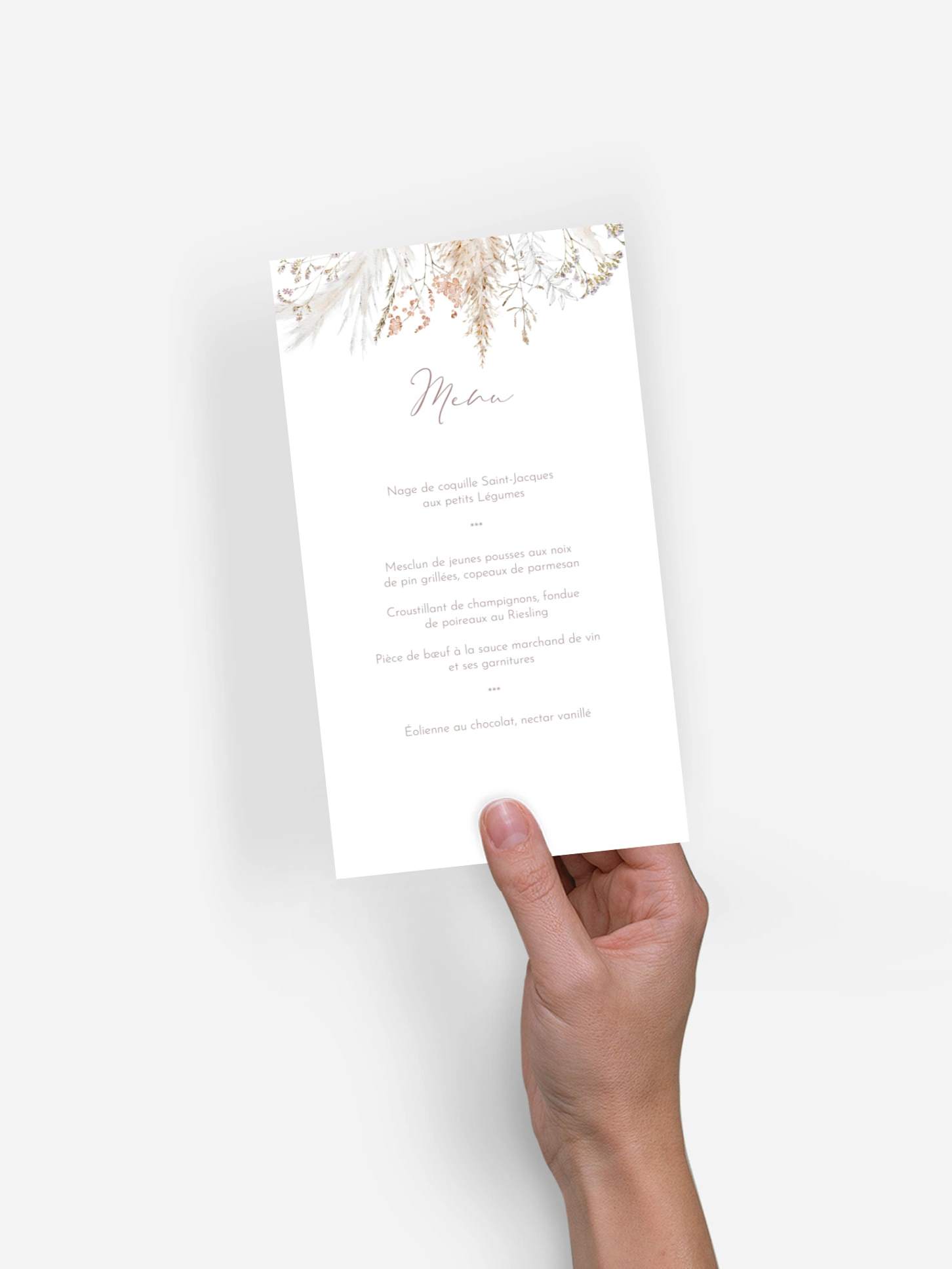 Menu mariage Fleurs filigranes