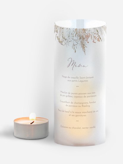 Menu mariage Fleurs filigranes