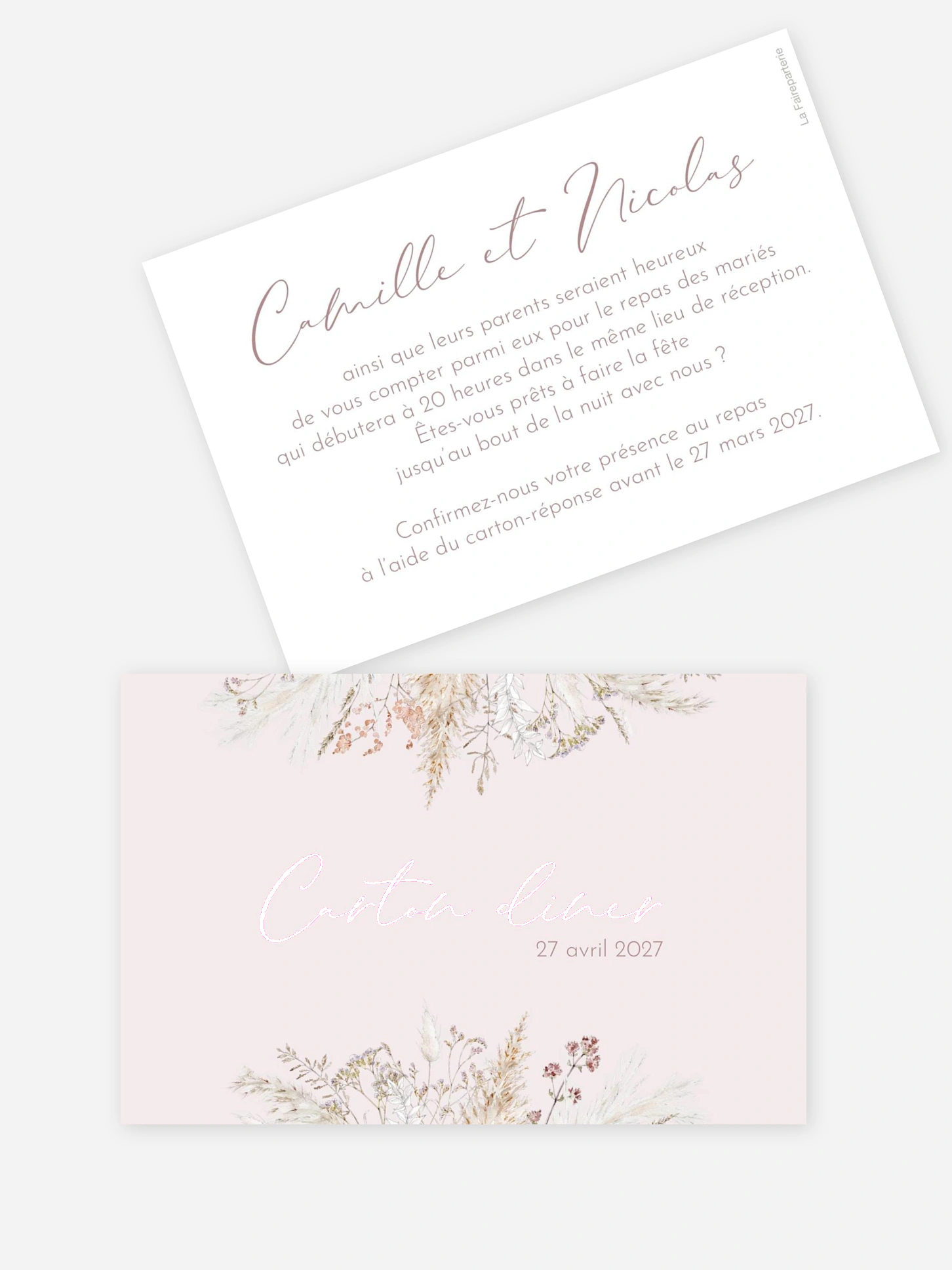 Carton d'invitation Fleurs filigranes