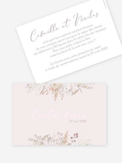 Carton d'invitation Fleurs filigranes