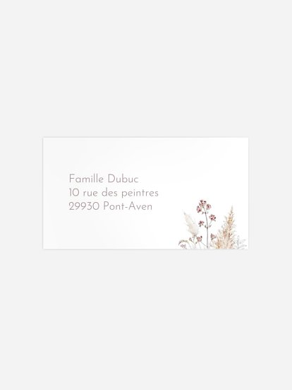 Étiquette destinataire mariage Fleurs filigranes