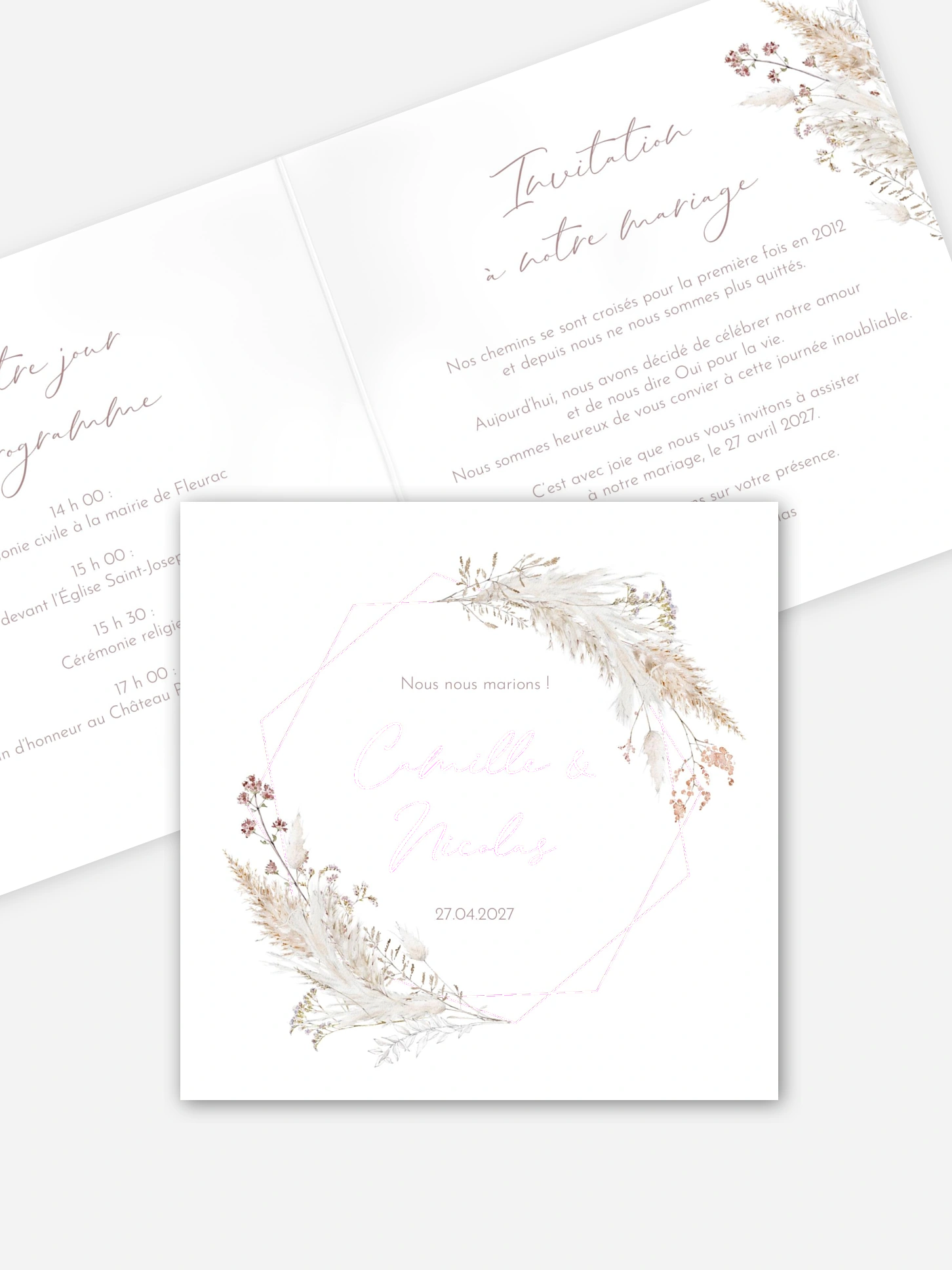 Faire-part de mariage Fleurs filigranes
