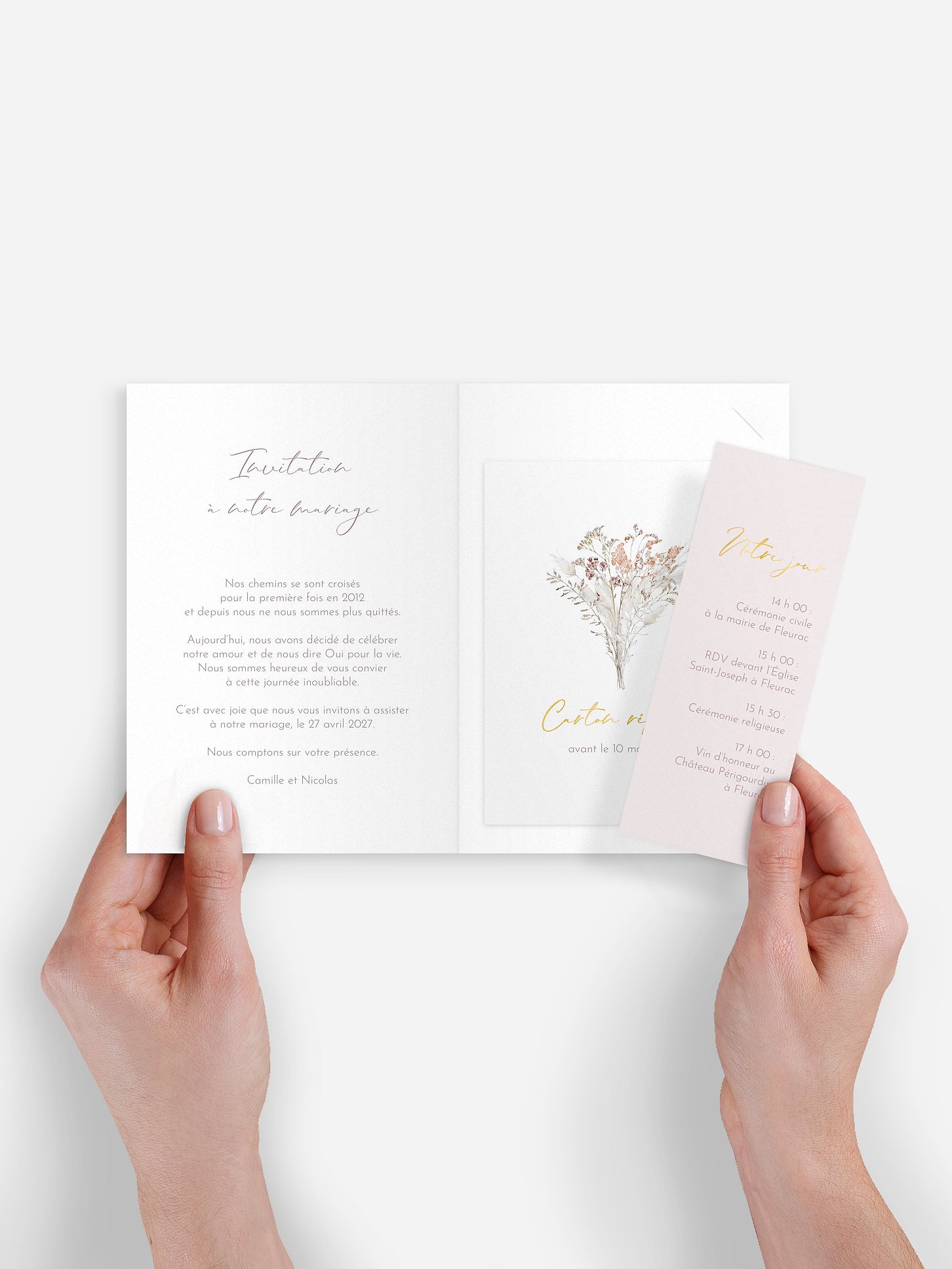 Faire-part de mariage Fleurs filigranes