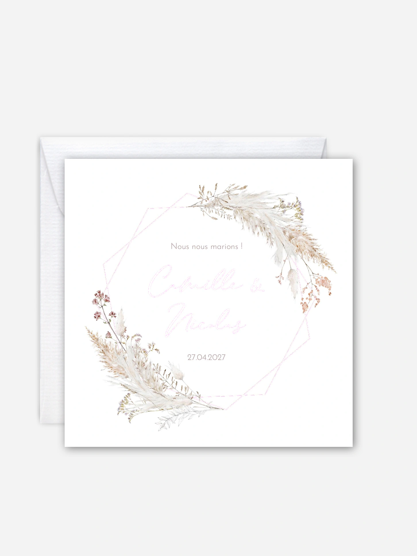 Faire-part de mariage Fleurs filigranes