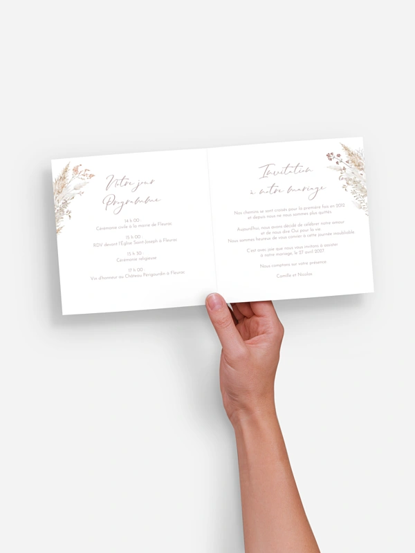 Faire-part de mariage Fleurs filigranes