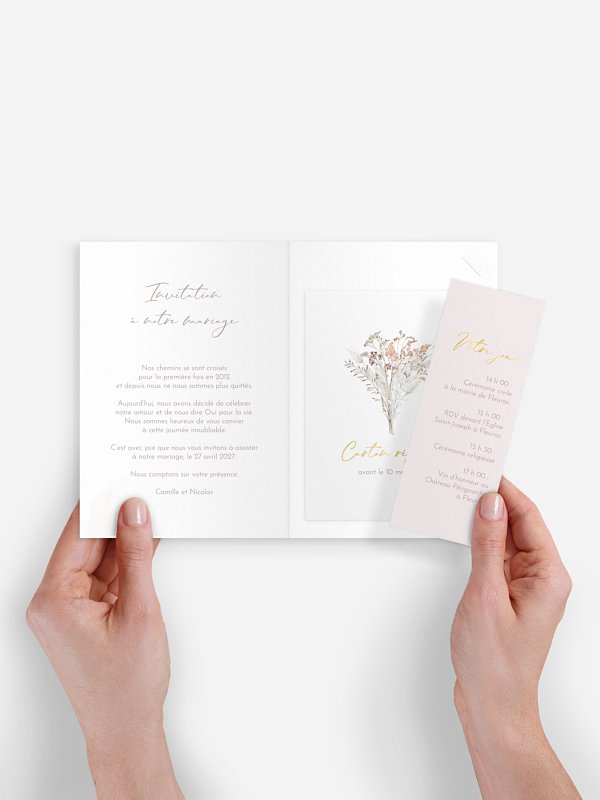 Faire-part de mariage Fleurs filigranes