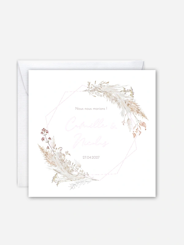 Faire-part de mariage Fleurs filigranes