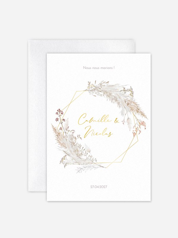 Faire-part de mariage Fleurs filigranes