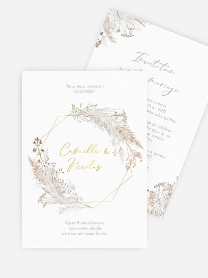 Faire-part de mariage Fleurs filigranes