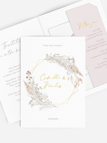 Faire-part de mariage Fleurs filigranes