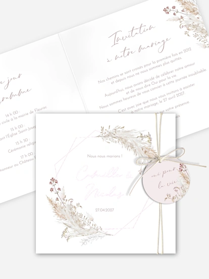Faire-part de mariage Fleurs filigranes