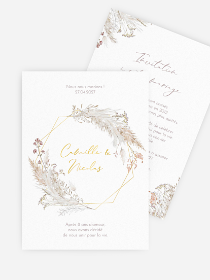 Faire-part de mariage Fleurs filigranes