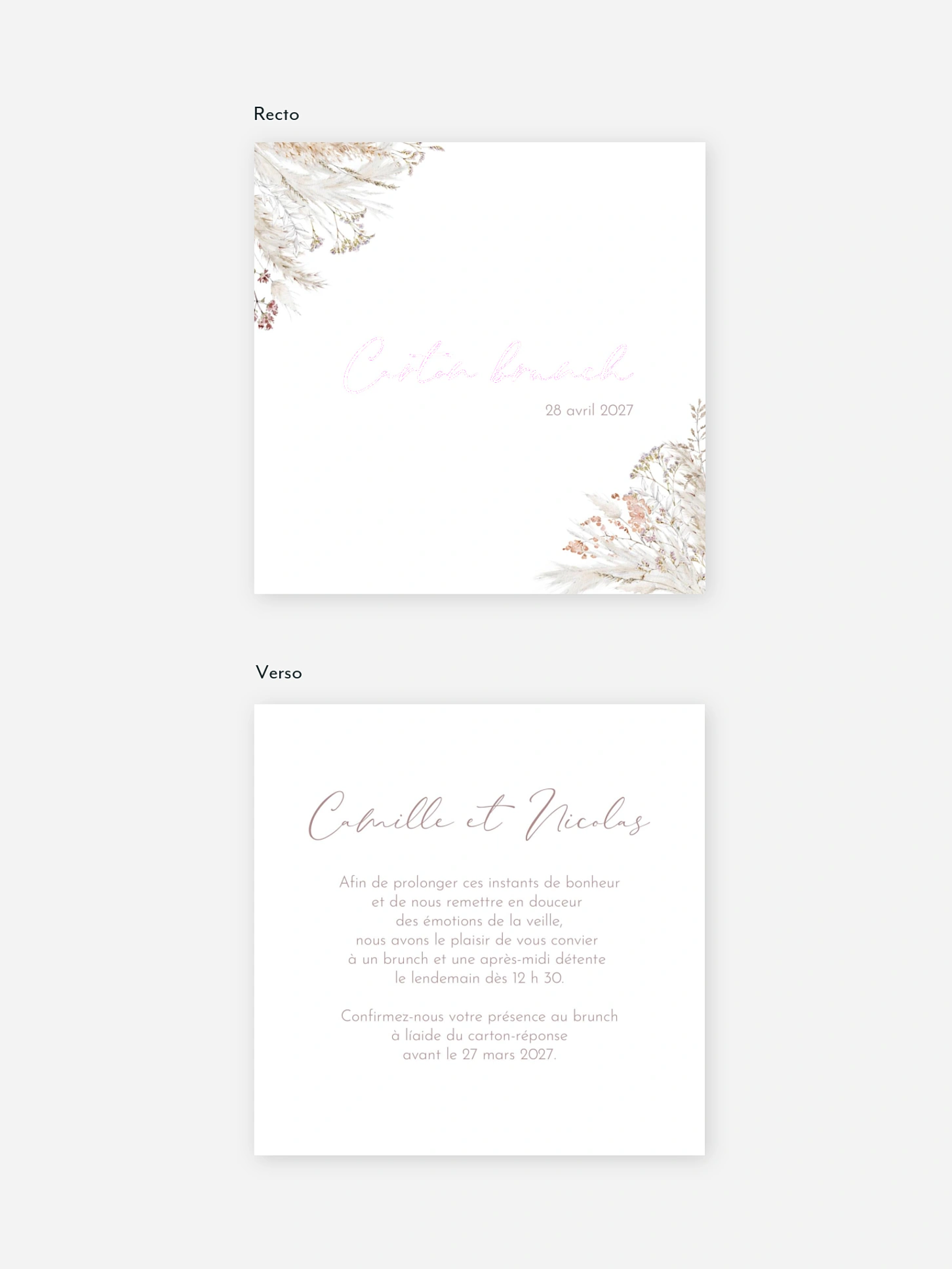 Carte brunch Fleurs filigranes