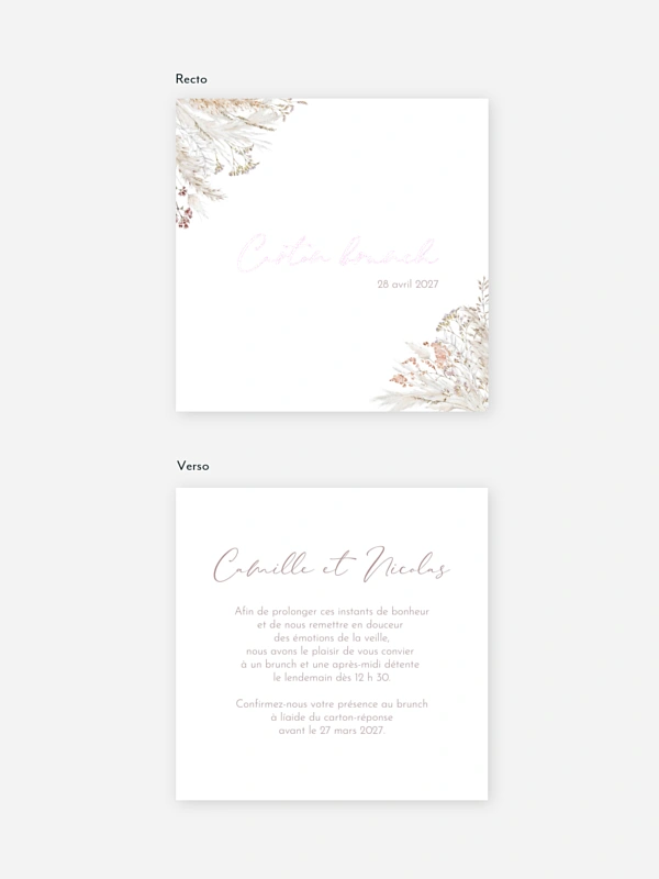 Carte brunch Fleurs filigranes