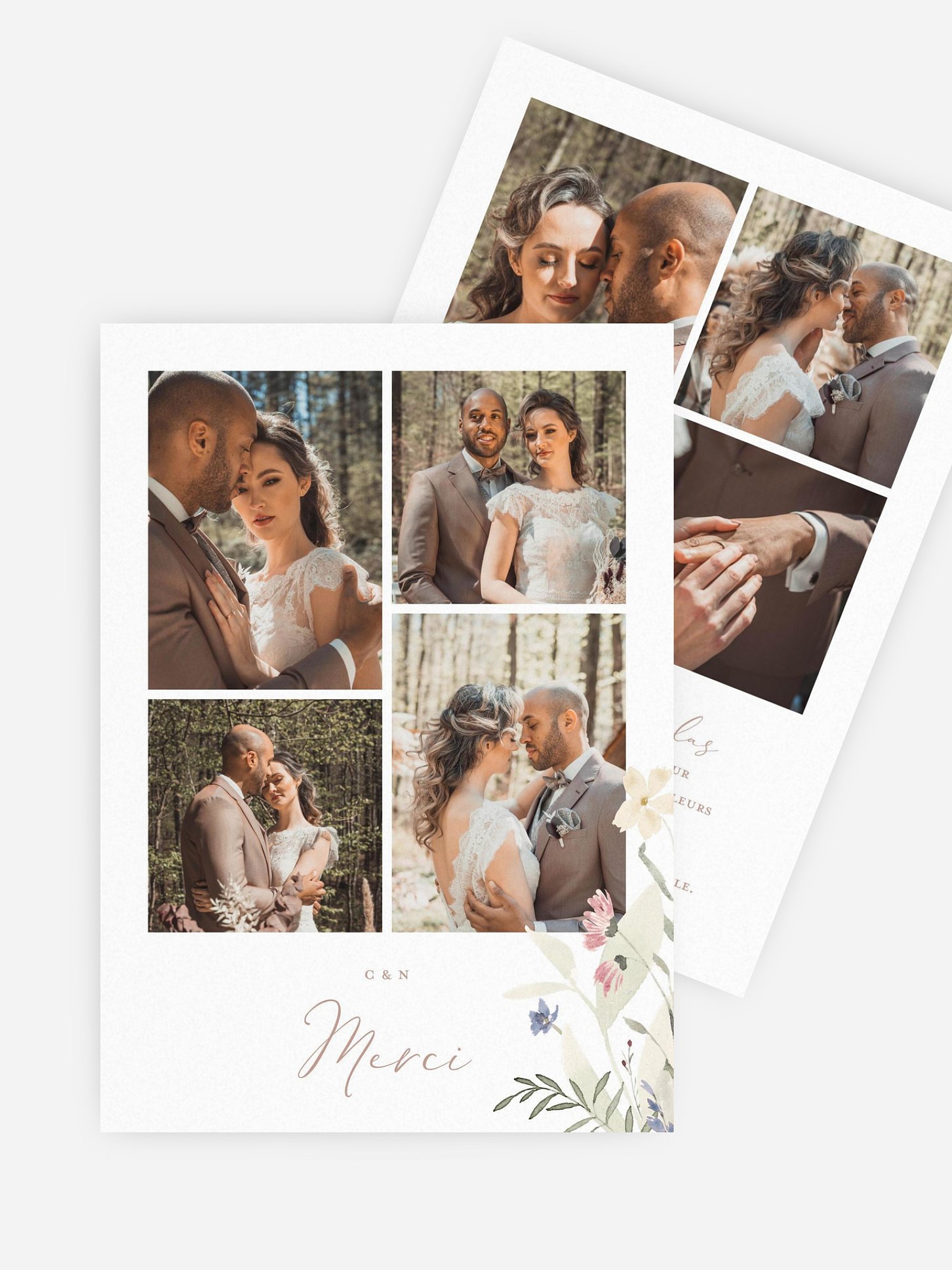 Carte de remerciements Fleurs douces