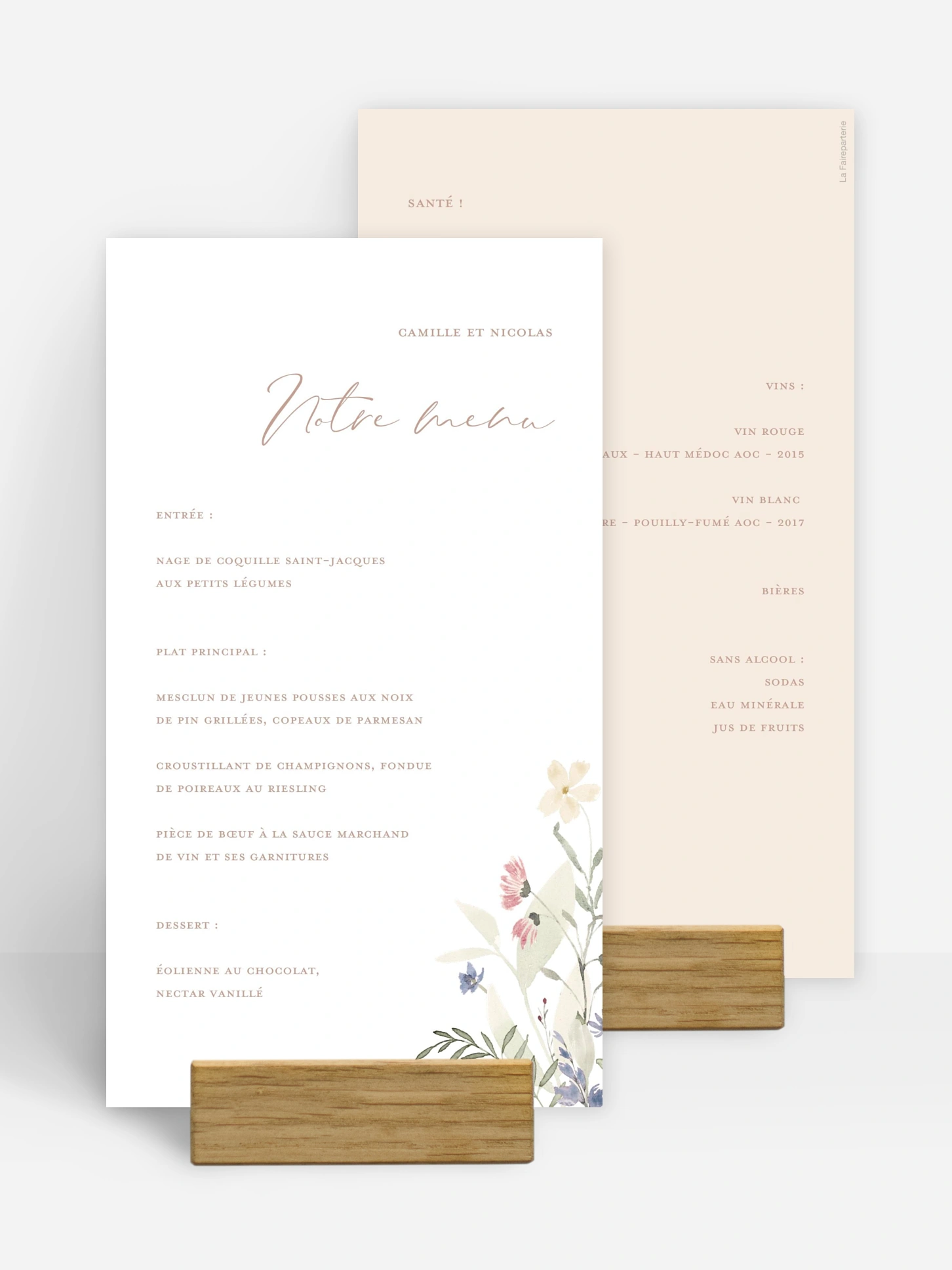Menu mariage Fleurs douces
