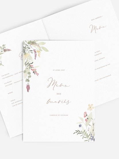 Menu mariage Fleurs douces