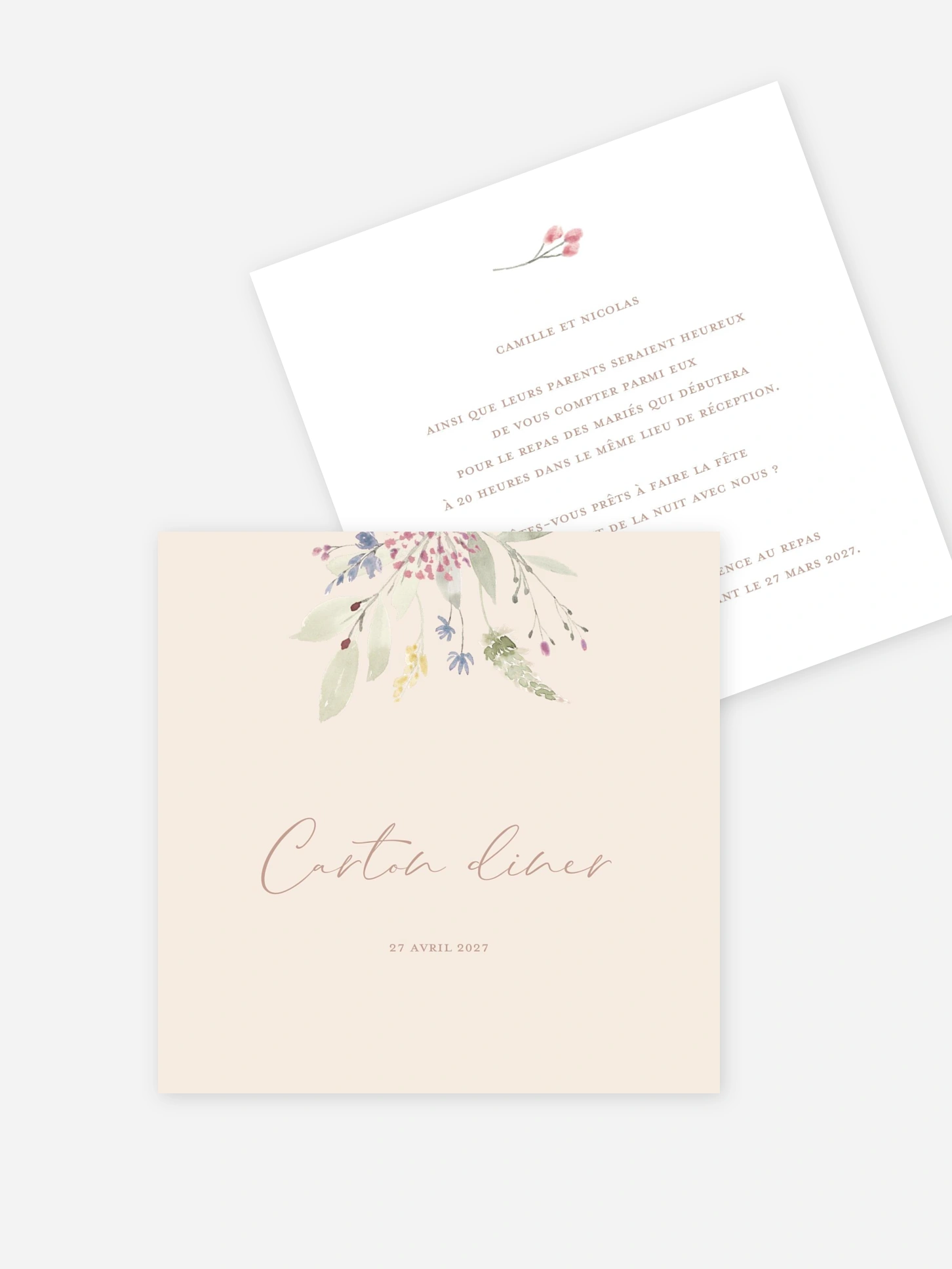Carton d'invitation Fleurs douces