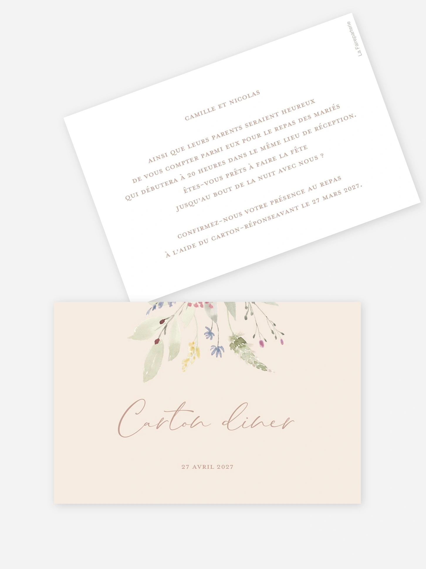 Carton d'invitation Fleurs douces