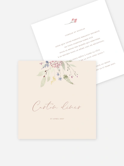 Carton d'invitation Fleurs douces