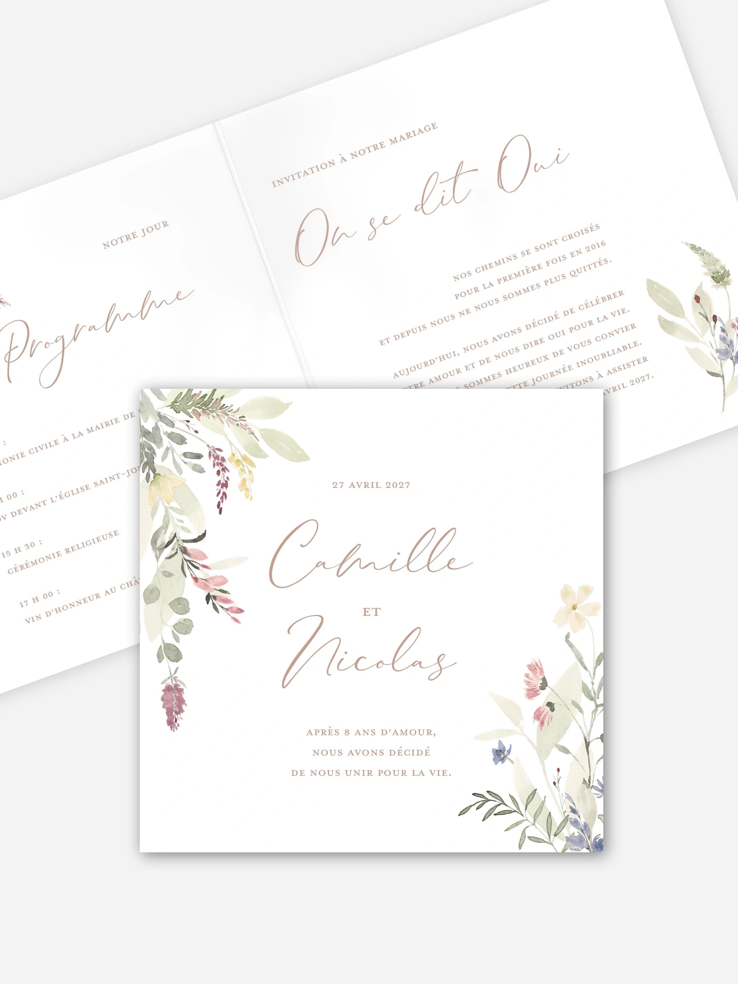 Faire-part de mariage Fleurs douces