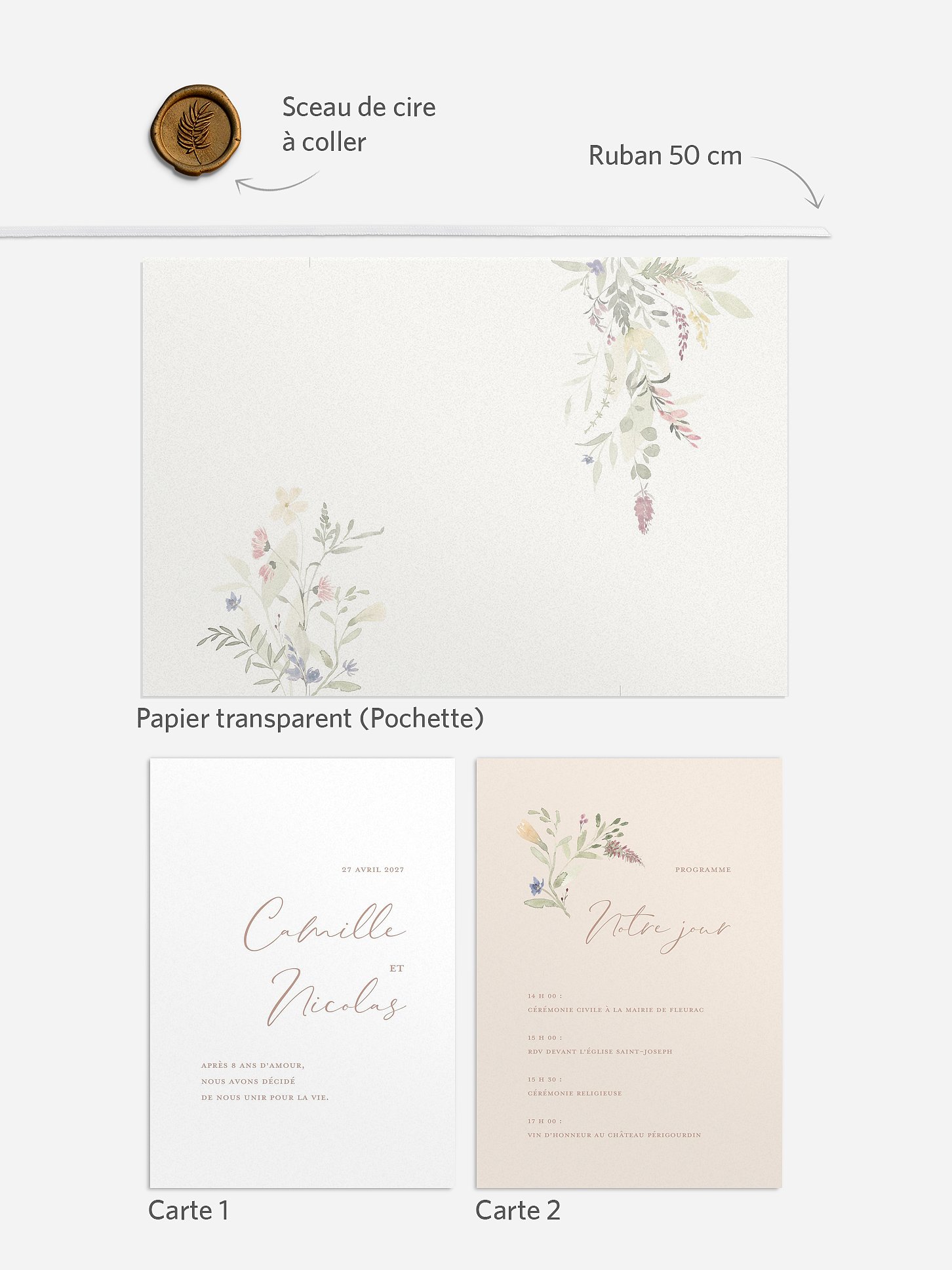 Faire-part de mariage Fleurs douces