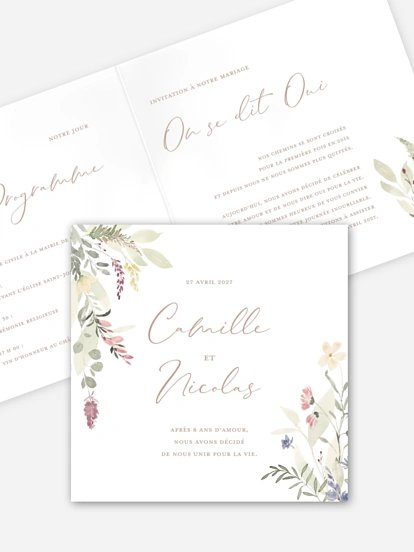 Faire-part de mariage Fleurs douces