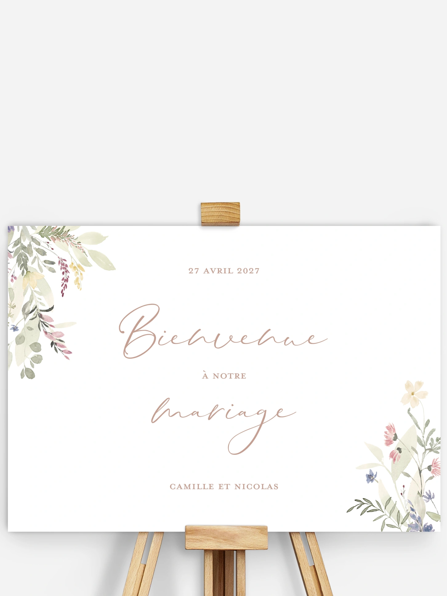 Poster bienvenue mariage Fleurs douces