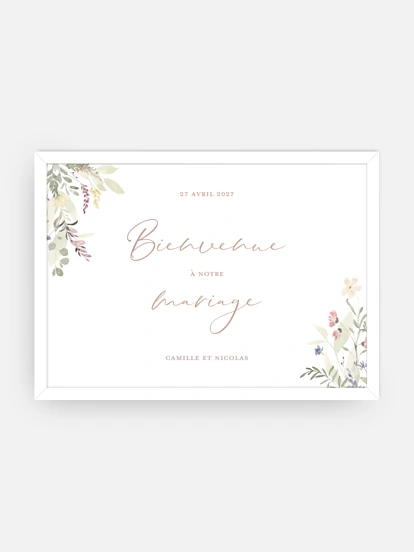 Poster bienvenue mariage Fleurs douces