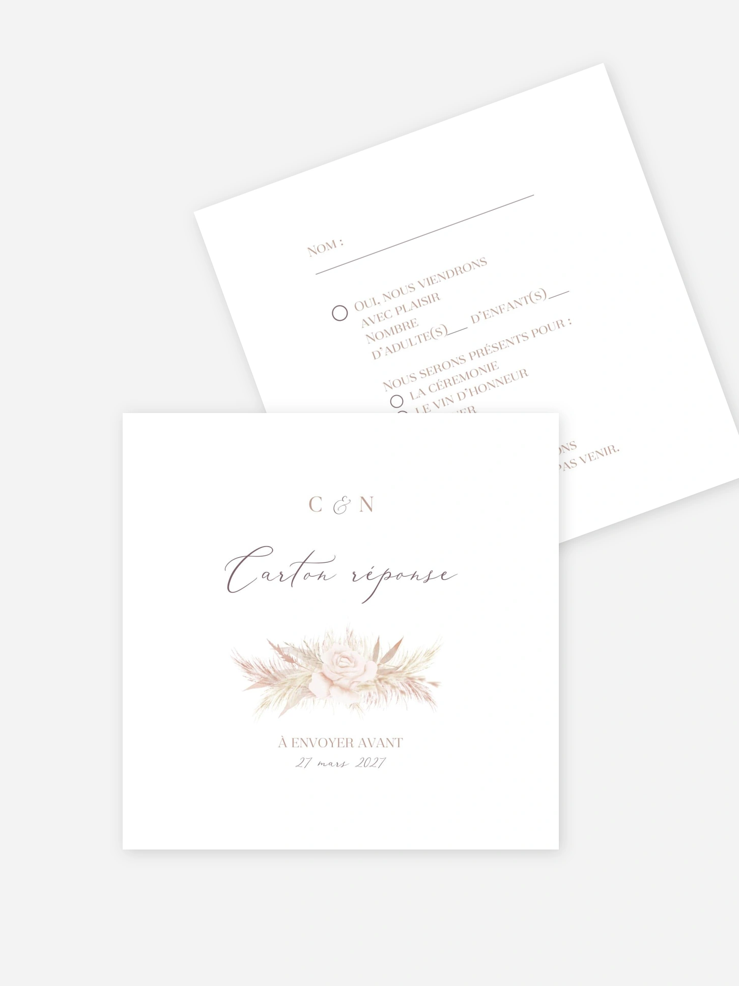 Carton réponse Blush Initials
