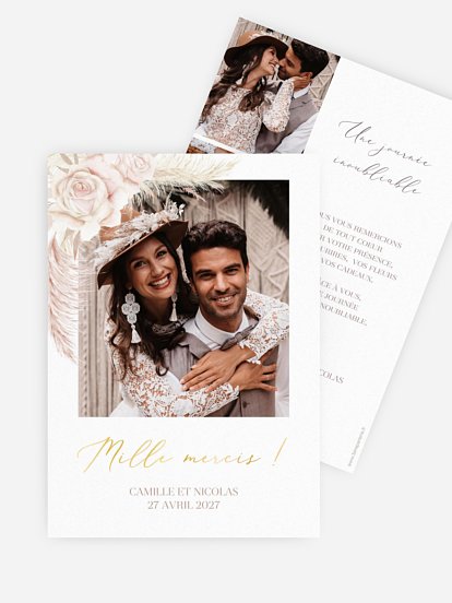 Carte de remerciements Blush Initials