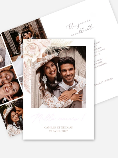 Carte de remerciements Blush Initials