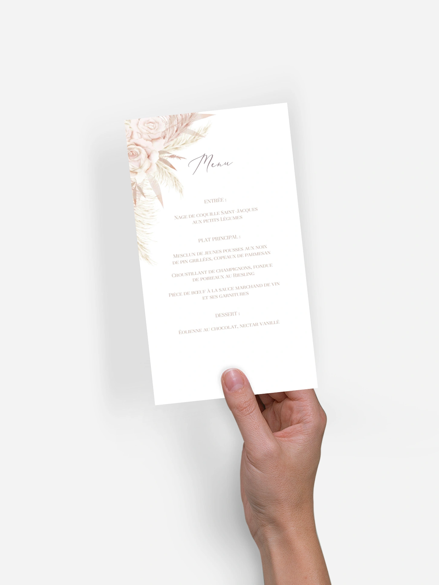 Menu mariage Blush Initials