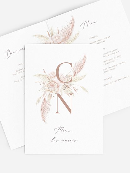Menu mariage Blush Initials