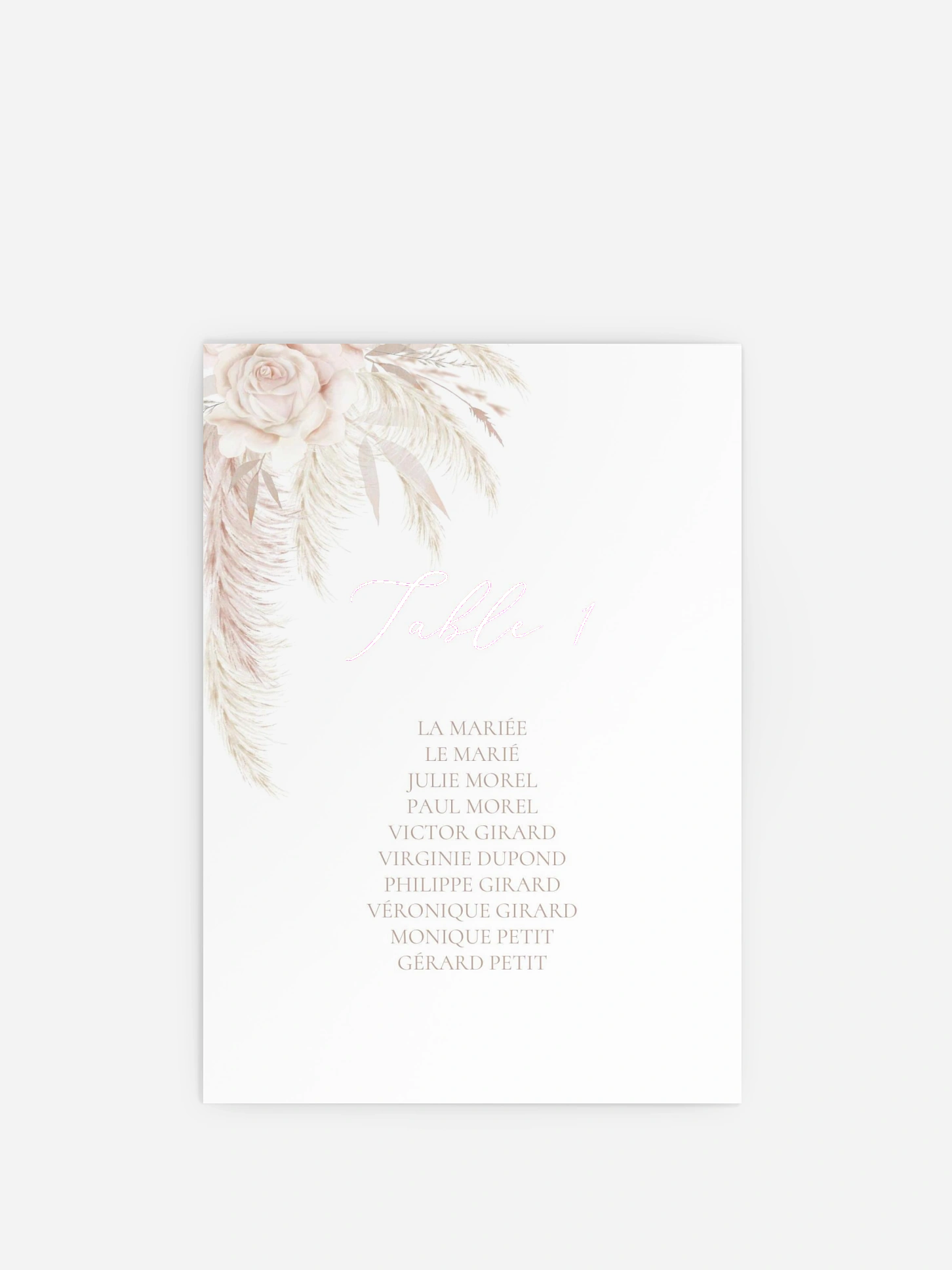 Cartons plan de table mariage Blush Initials