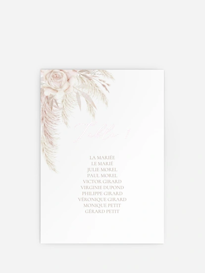 Cartons plan de table mariage Blush Initials