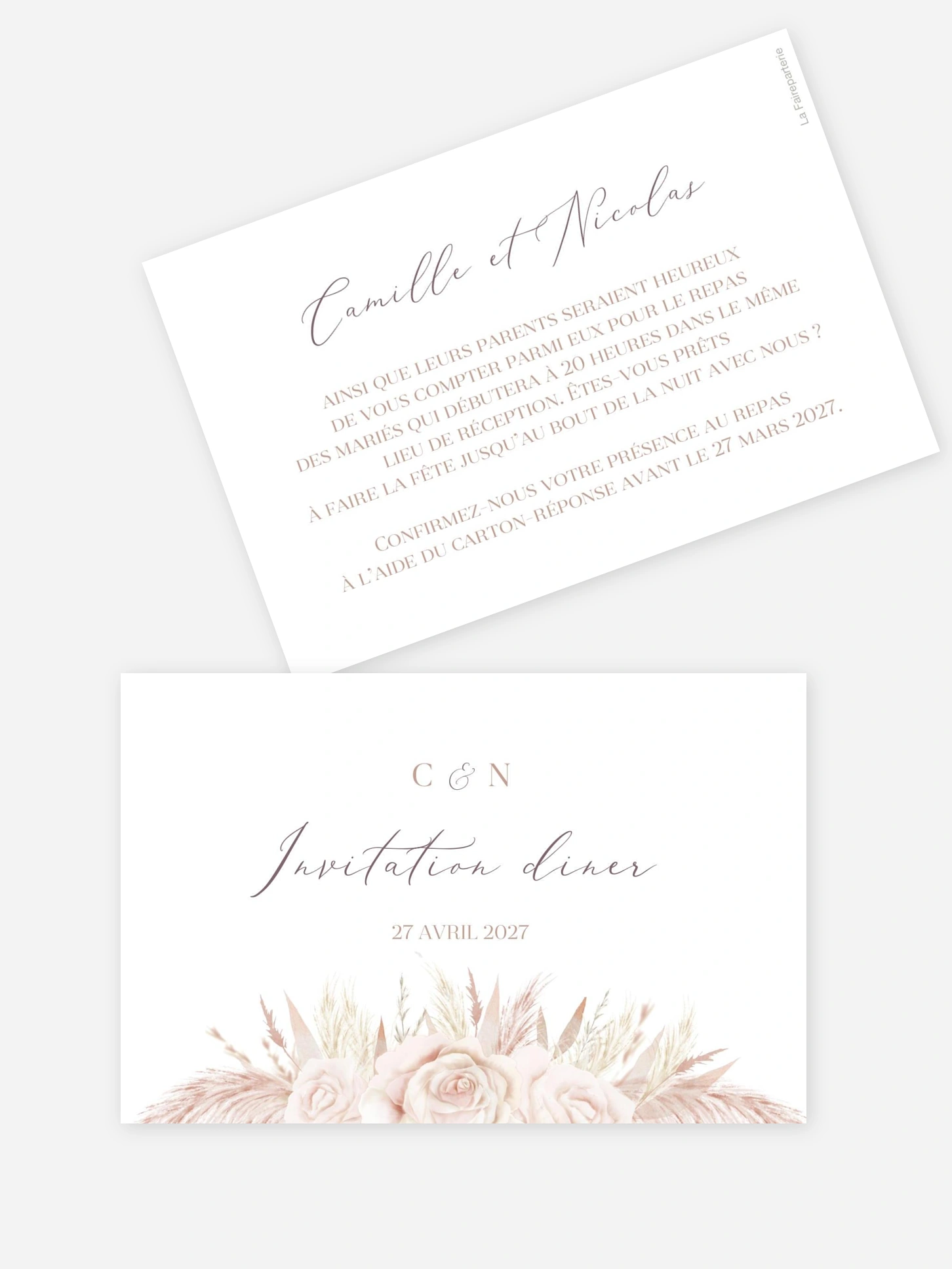 Carton d'invitation Blush Initials