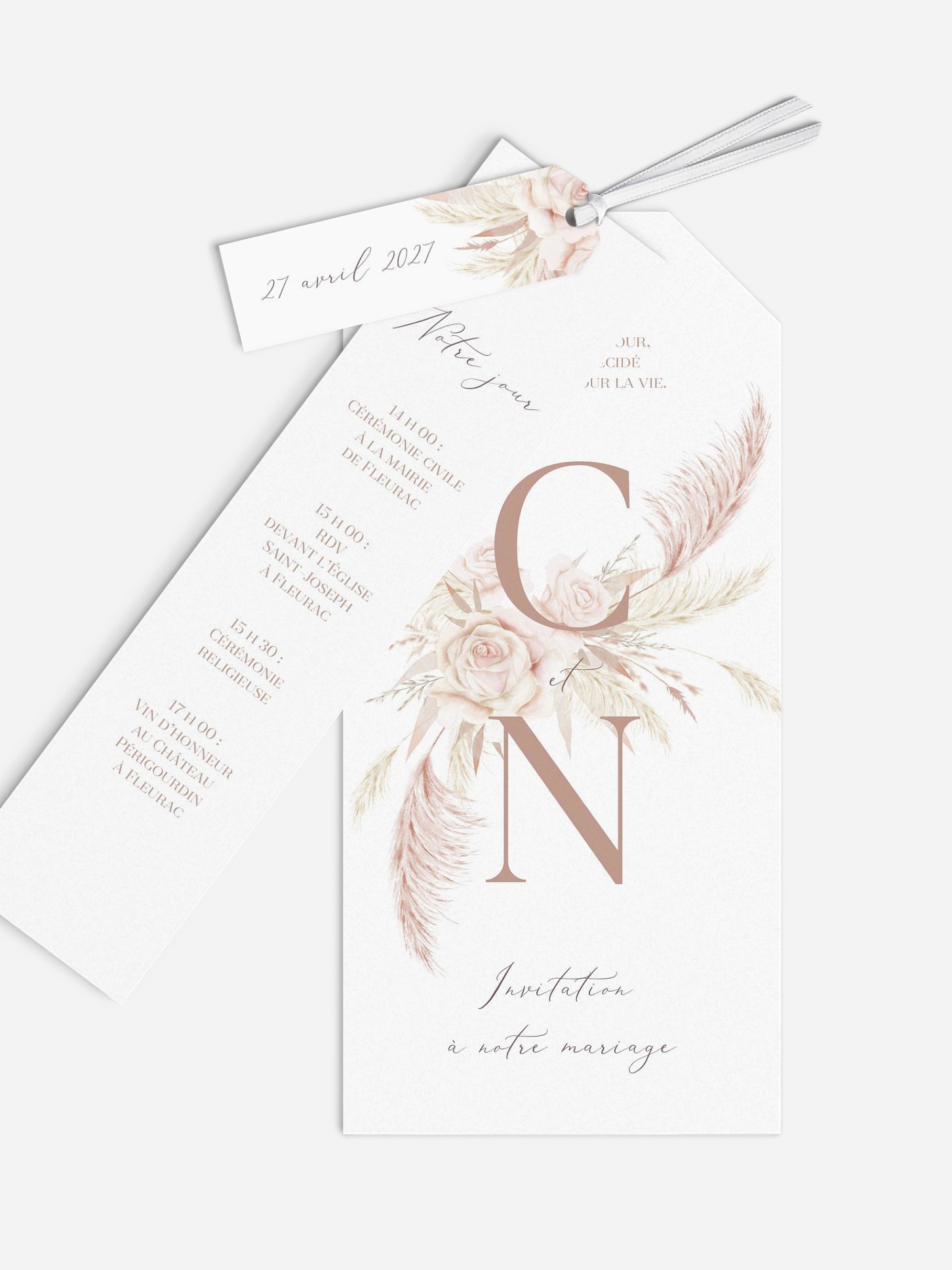 Faire-part de mariage Blush Initials