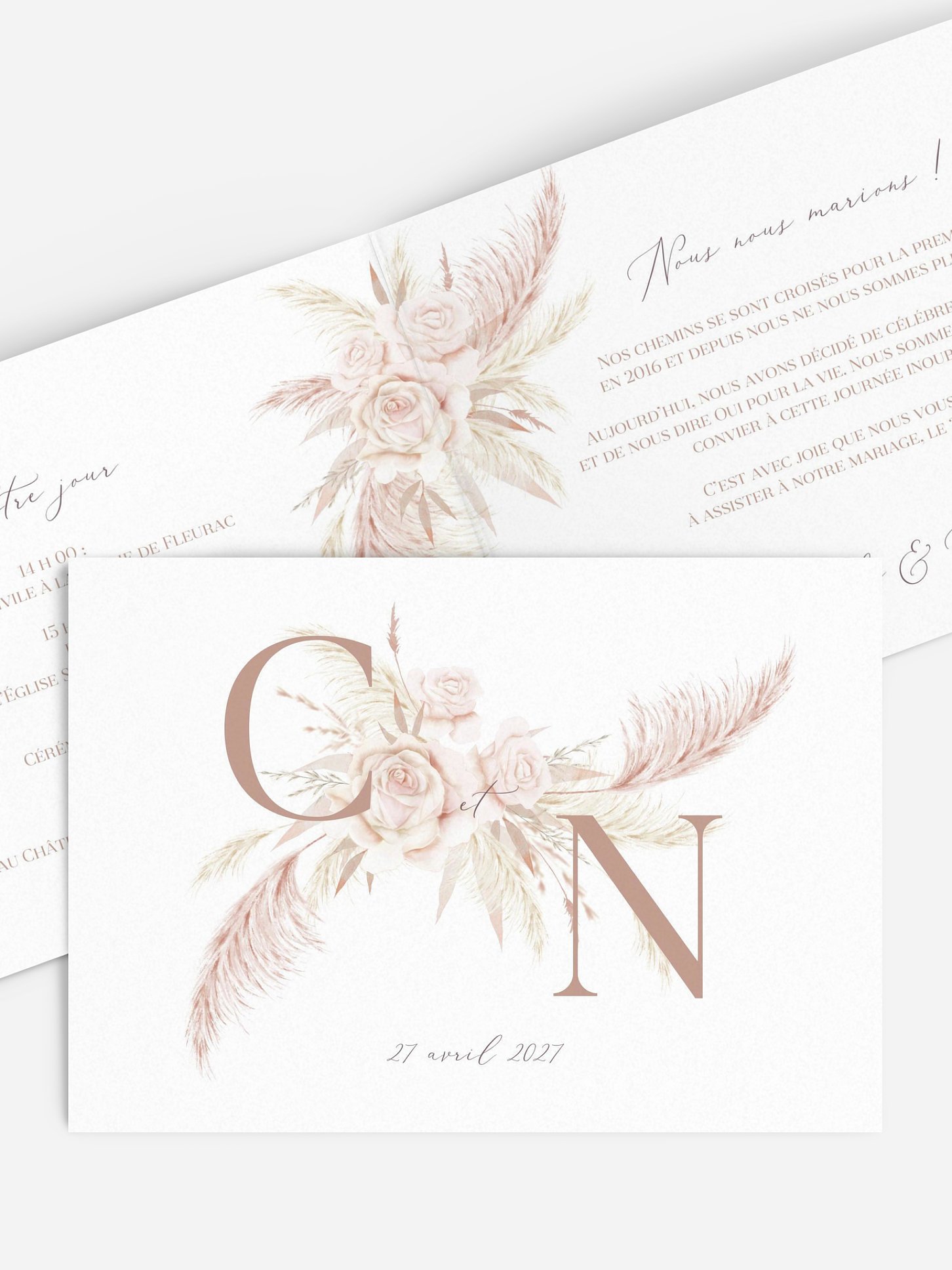 Faire-part de mariage Blush Initials