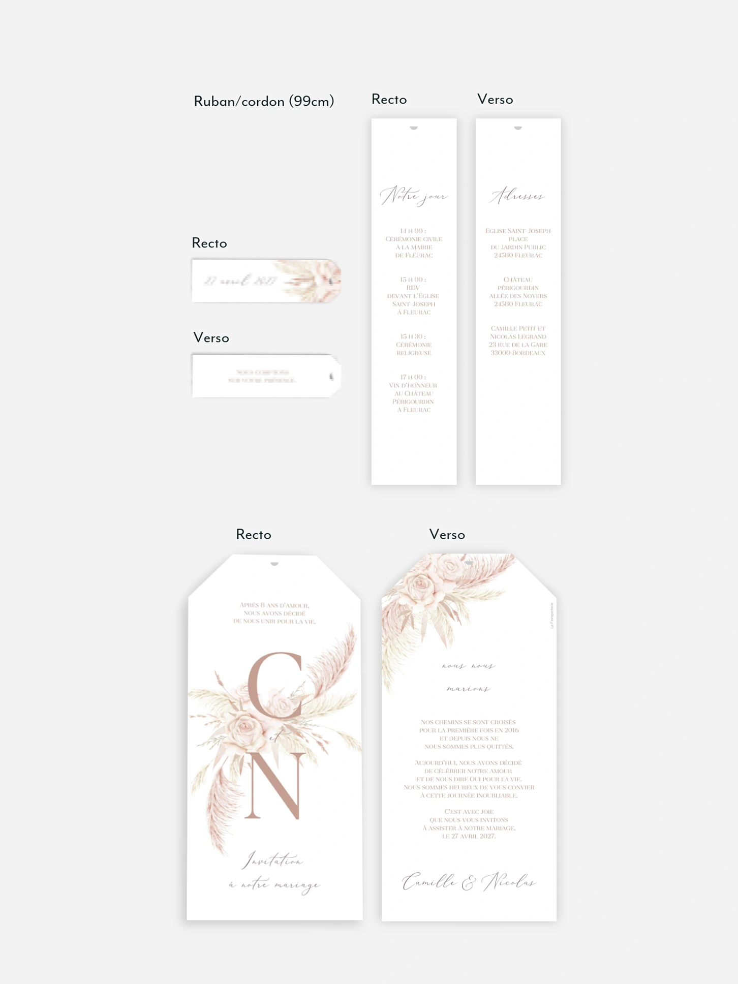Faire-part de mariage Blush Initials