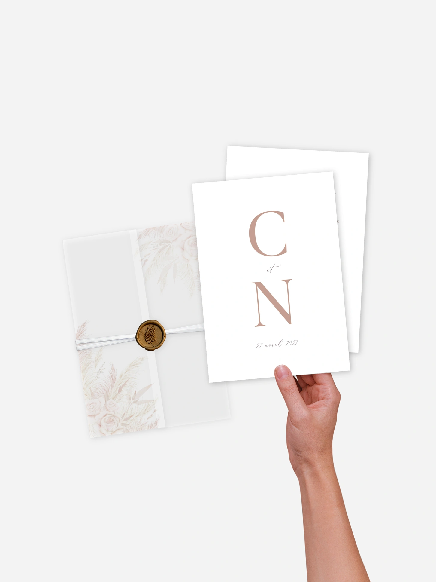Faire-part de mariage Blush Initials