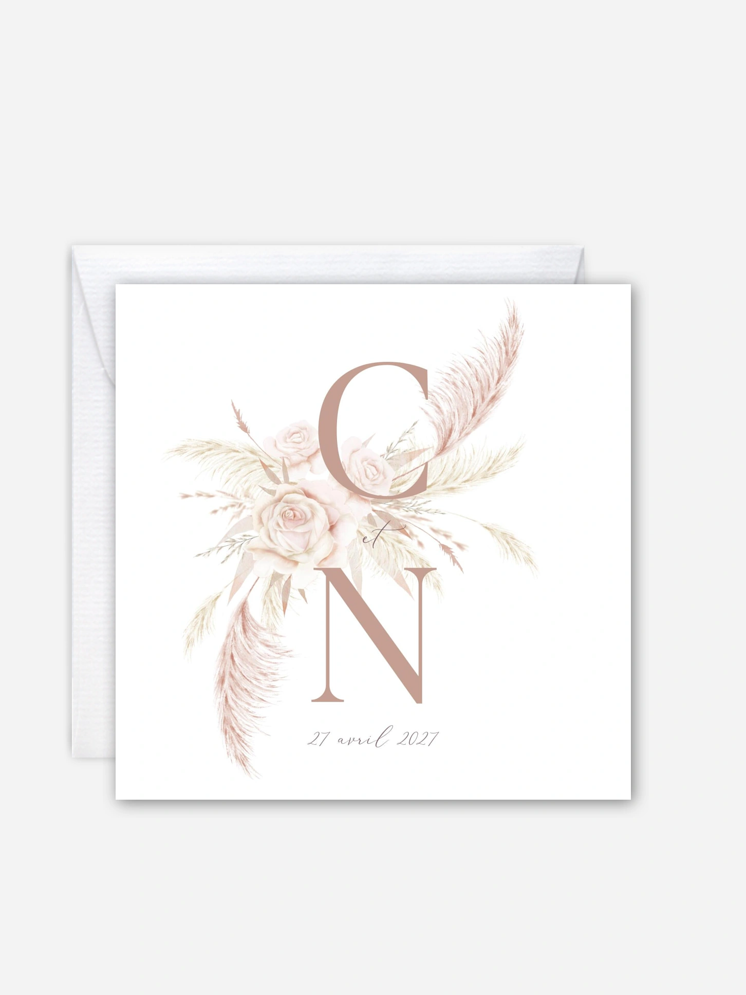 Faire-part de mariage Blush Initials