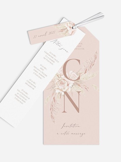 Faire-part de mariage Blush Initials