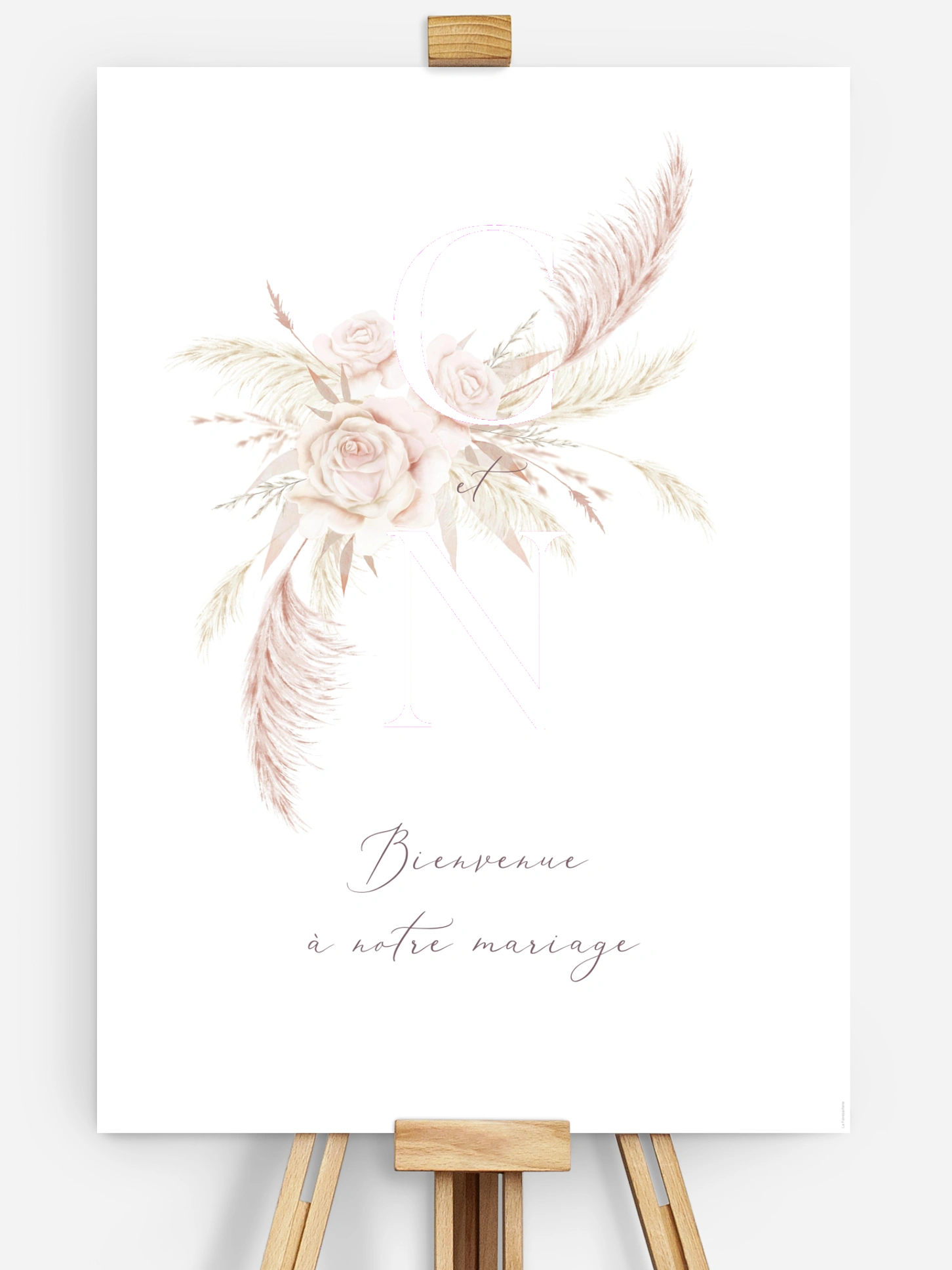 Poster bienvenue mariage Blush Initials