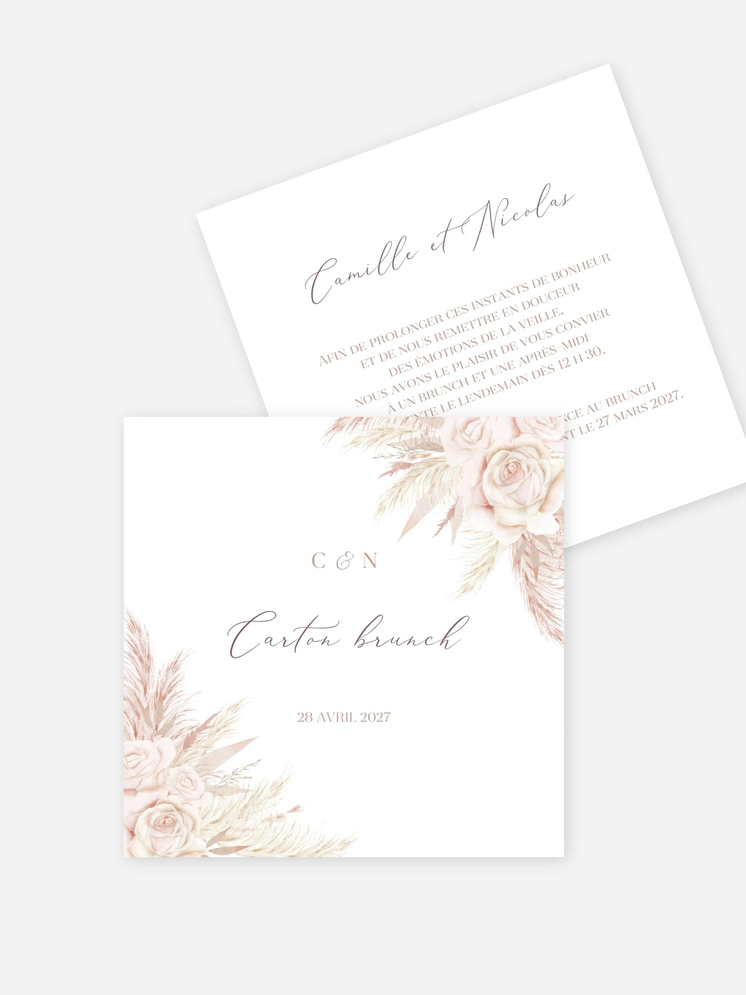 Carte brunch Blush Initials