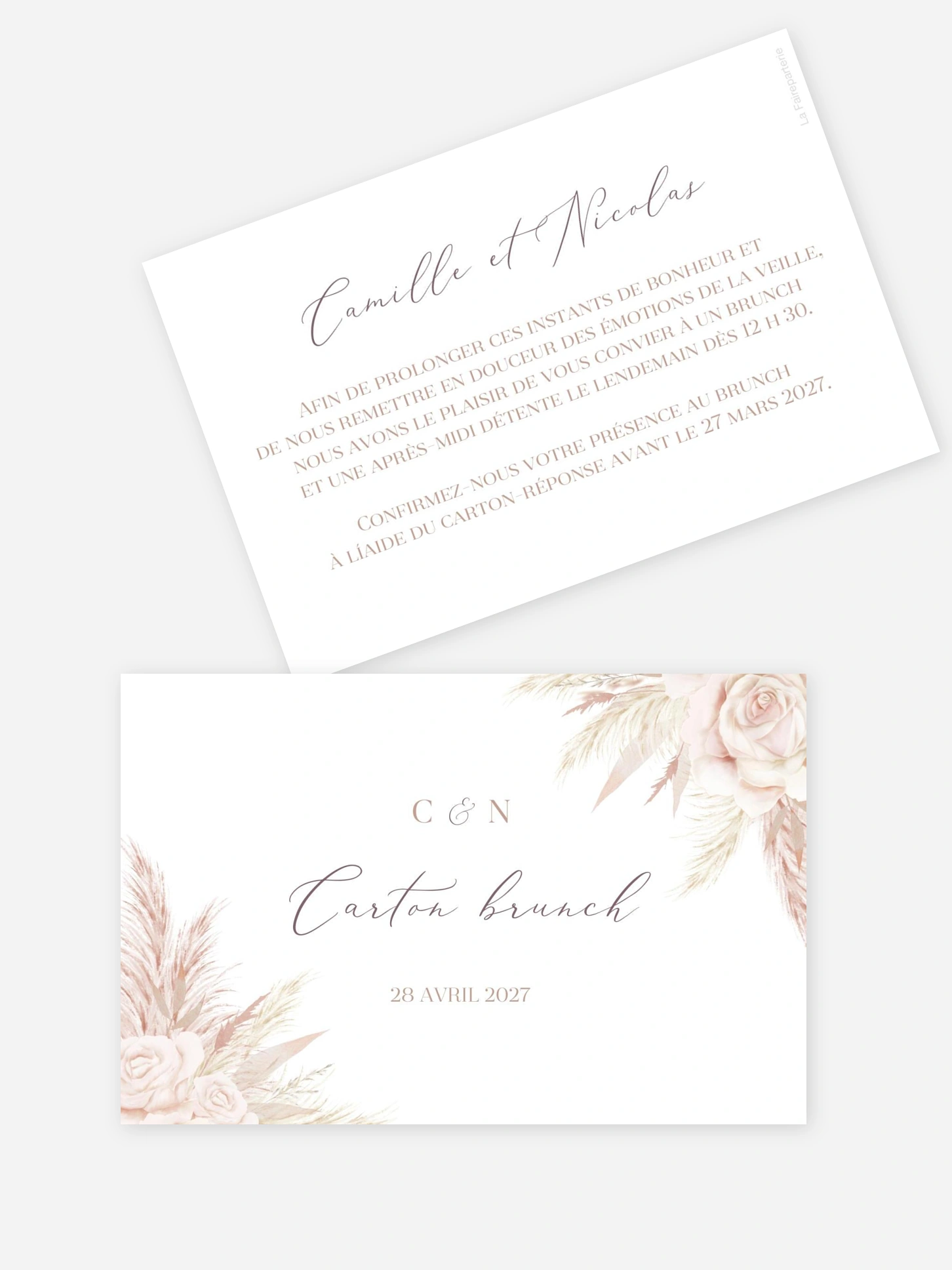 Carte brunch Blush Initials